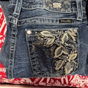 Miss Me Women's Dark Blue Jeans with Gold Embellishments